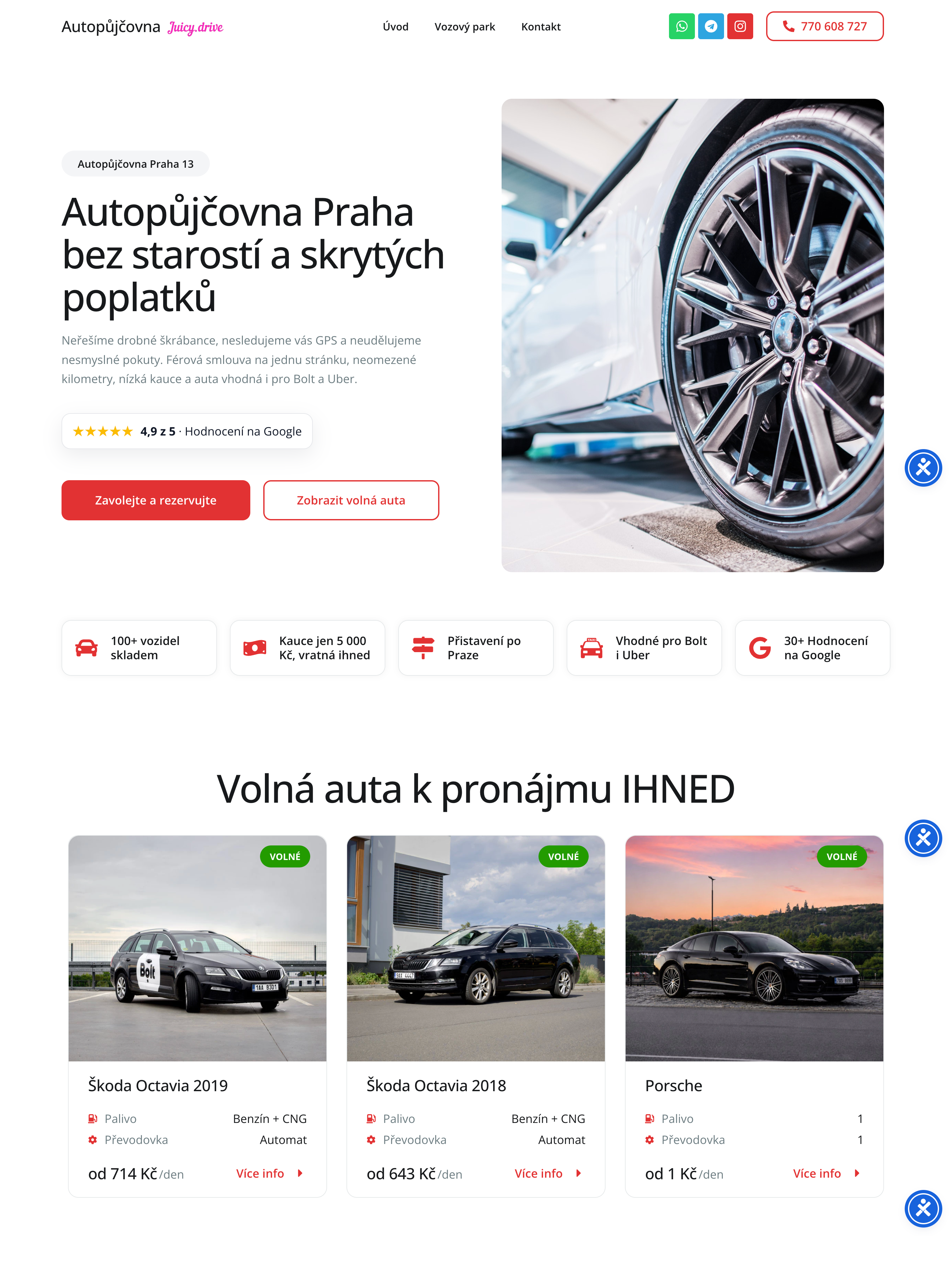 Web Autopůjčovna Praha